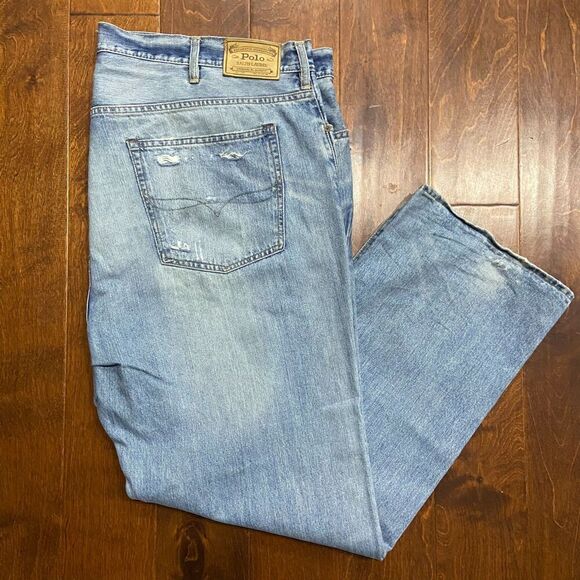 Polo Ralph Lauren Vintage Distressed Blue Denim Jeans Men's Size 48B x 32L - Picture 10 of 10